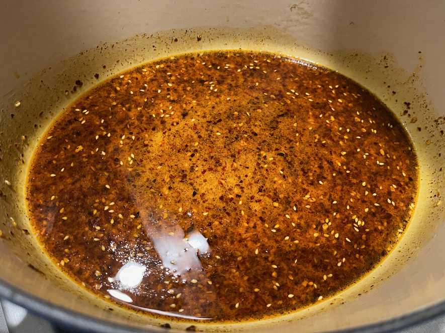 Add milk to chile crisp.