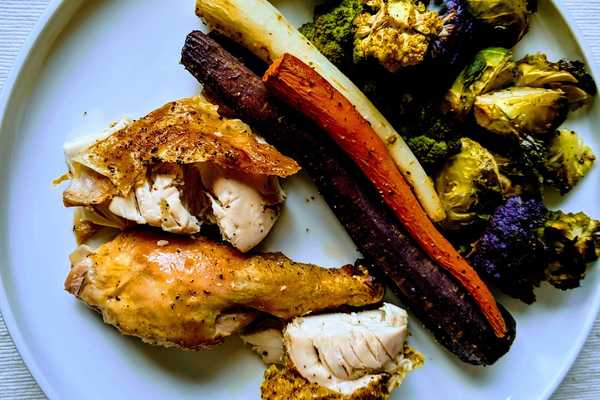 Roast Chicken over Vegetables