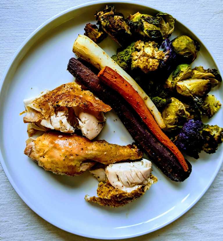 Roast Chicken over Vegetables